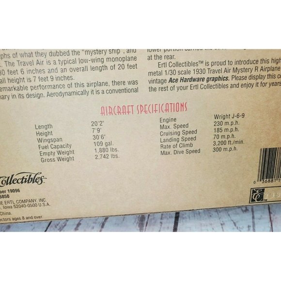 Ace Hardware Vintage ERTL Collectible 4th In Class 1930 Mystery R Airplane - Picture 6 of 12